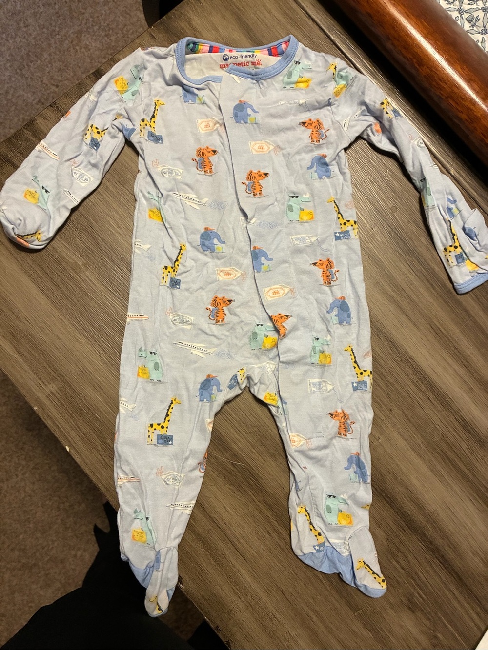 Magnetic Me Light Blue Animal Print Footed Pajamas